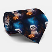 Halloween Shih Tzu Met Pompoenen Eng Stropdas (Opgerold)
