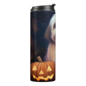 Halloween Shih Tzu met pompoenen eng Thermosbeker (Gedraaid links)