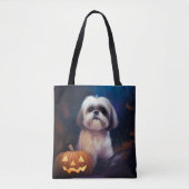 Halloween Shih Tzu met pompoenen eng Tote Bag (Voorkant)