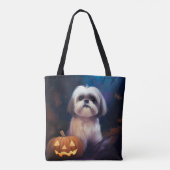 Halloween Shih Tzu met pompoenen eng Tote Bag (Achterkant)