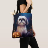 Halloween Shih Tzu met pompoenen eng Tote Bag (Dichtbij)