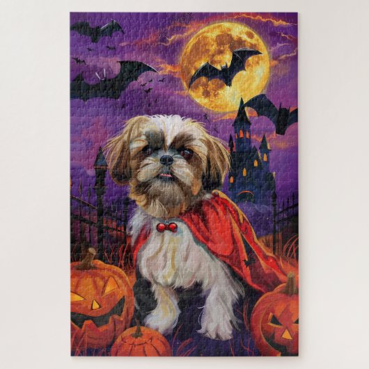 Halloween Shih Tzu Vampier Pompoenen Griezelen Legpuzzel (Verticaal)