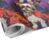 Halloween Shih Tzu Vampire Pumpkins eng Cadeaupapier (Rol Hoek)