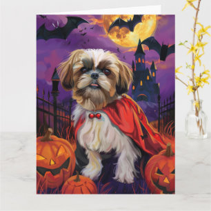 Halloween Shih Tzu Vampire Pumpkins eng Kaart