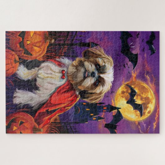 Halloween Shih Tzu Vampire Pumpkins eng Legpuzzel (Horizontaal)