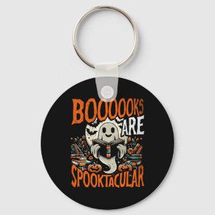 Halloween Shirt Book Lover Design Ghost Met Boeken Sleutelhanger