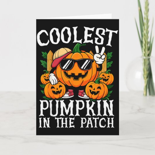 Halloween Shirt Boys Girls Kids Coolest Pumpkin In Kaart (Voorkant)