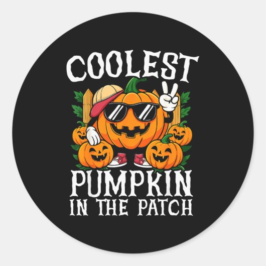 Halloween Shirt Boys Girls Kids Coolest Pumpkin In Ronde Sticker (Voorkant)