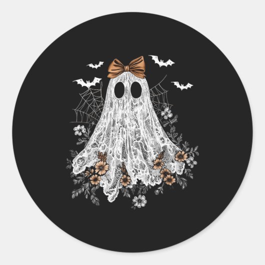 Halloween Shirt Floral Ghost Halloween Costume Gir Ronde Sticker (Voorkant)