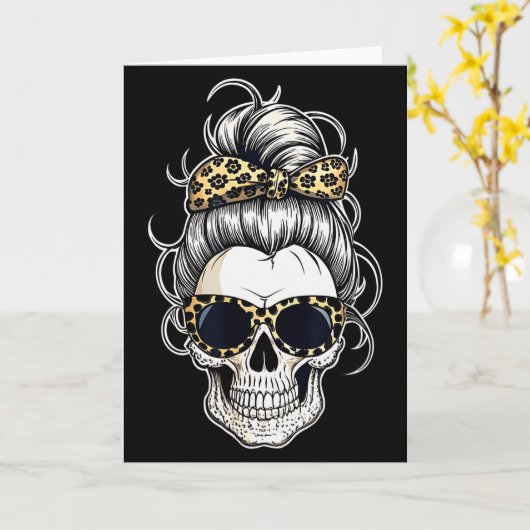 Halloween Shirt For Women Skull , Leopard  Kaart (Gele Bloem)