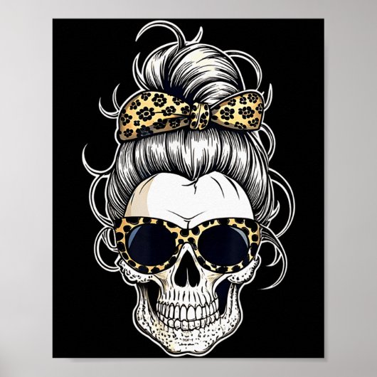 Halloween Shirt For Women Skull , Leopard  Poster (Voorkant)