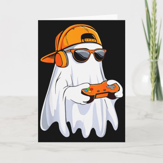 Halloween Shirt Ghost Gamer Video Gaming Boys Men Kaart (Voorkant)