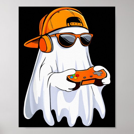 Halloween Shirt Ghost Gamer Video Gaming Boys Men Poster (Voorkant)