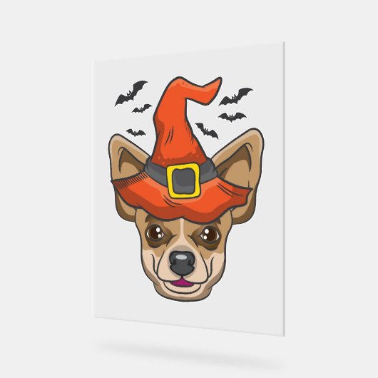 Halloween Shirt heks Chihuahua kostuum cadeau Acryl Bord (Hoek)
