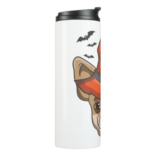Halloween Shirt heks Chihuahua kostuum cadeau Thermosbeker (Gedraaid links)