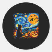 Halloween Shirt Men Women Black Cat Pumpkins Bats  Ronde Sticker (Voorkant)