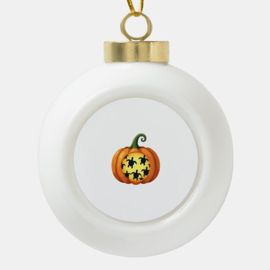 Halloween Shirt Pumpkin Turtle Zee Halloween Costu Keramische Bal Ornament (Voorkant)