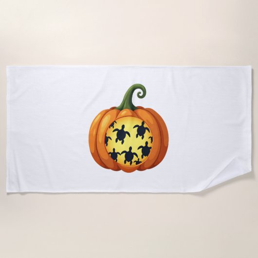 Halloween Shirt Pumpkin Turtle Zee Halloween Costu Strandlaken (Voorkant)