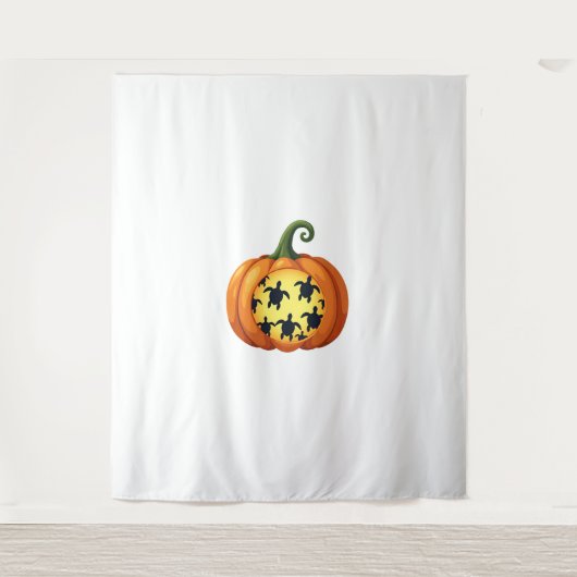 Halloween Shirt Pumpkin Turtle Zee Halloween Costu Wandkleed (Voorkant)