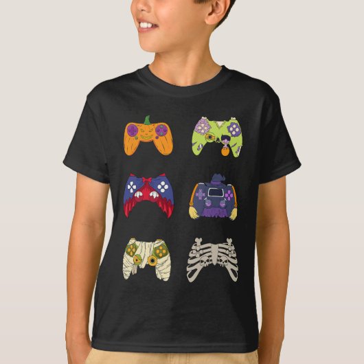 Halloween Shirt Skeleton Zombie Gaming Controllers (Voorkant)