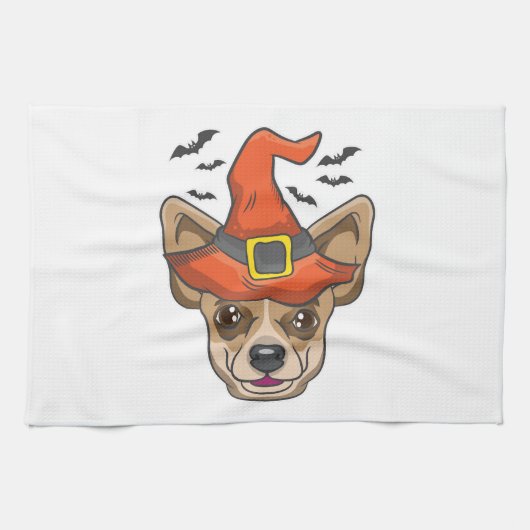 Halloween Shirt Witch Chihuahua Costume Gift Theedoek (Horizontaal)