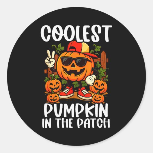 Halloween Shirts Boys And Kids Coolest Pumpkin In  Ronde Sticker (Voorkant)