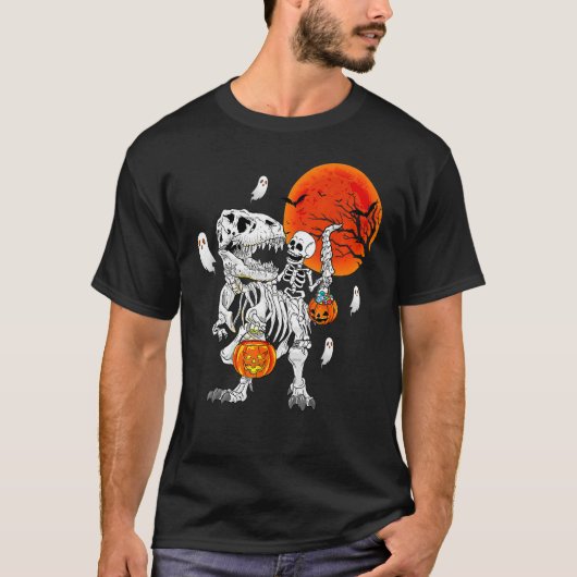 Halloween Shirts For Boys Kids Men Skeleton Riding (Voorkant)