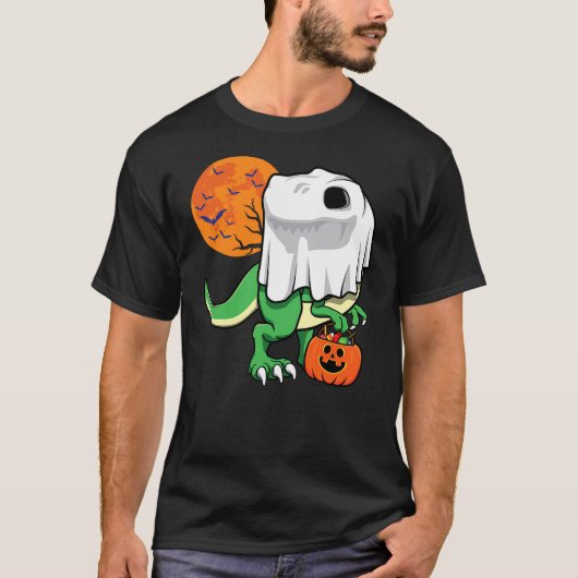 Halloween Shirts for Boys Men Dinosaur T Rex Ghost (Voorkant)