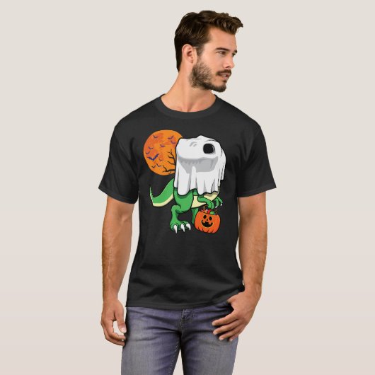 Halloween Shirts for Boys Men Dinosaur T Rex Ghost (Voorkant volledig)