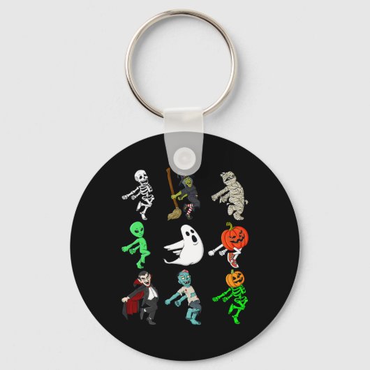 Halloween Shoot Dance Monsters Skeleton Boys Girls Sleutelhanger (Voorkant)