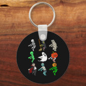 Halloween Shoot Dance Monsters Skeleton Boys Girls Sleutelhanger (Achterkant)