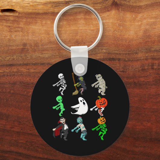 Halloween Shoot Dance Monsters Skeleton Boys Girls Sleutelhanger (Achterkant)