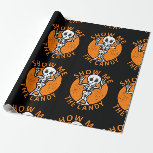 Halloween Show me Het Snoep Skelet Cadeaupapier (Uitgerold)