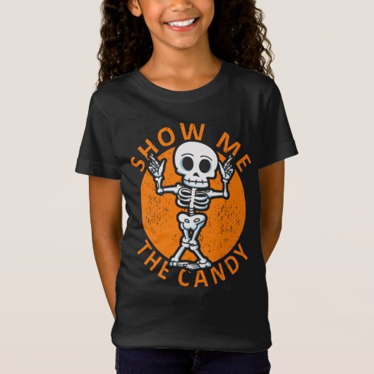 Halloween Show me Het Snoep Skelet T-shirt (Voorkant)