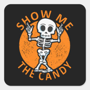 Halloween Show me Het Snoep Skelet Vierkante Sticker