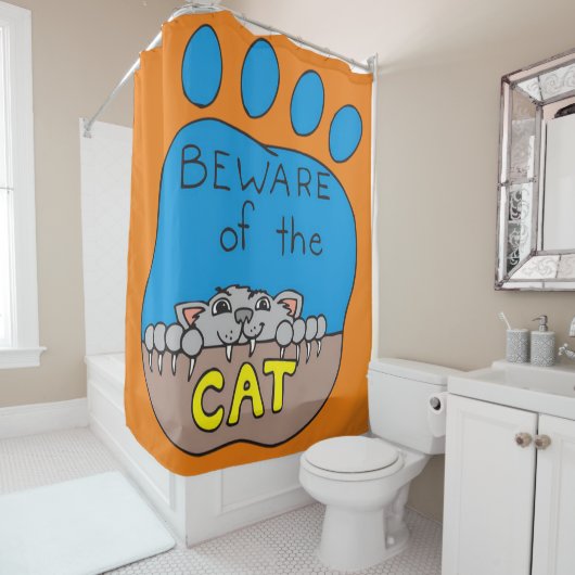 Halloween Shower Curtain, Cat Douchegordijn (In situ)