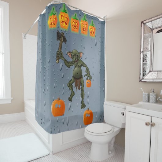 Halloween Shower Curtain, Goblin Douchegordijn (In situ)