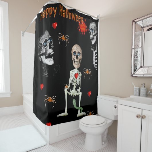 Halloween Shower Curtain Happy Halloween Douchegordijn (In situ)