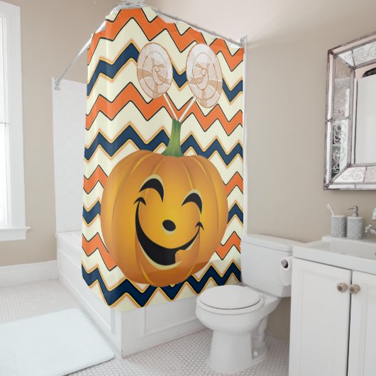 Halloween Shower Curtain, pompoen Douchegordijn (In situ)