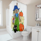 Halloween Shower Curtain, Scarecrow Douchegordijn (In situ)