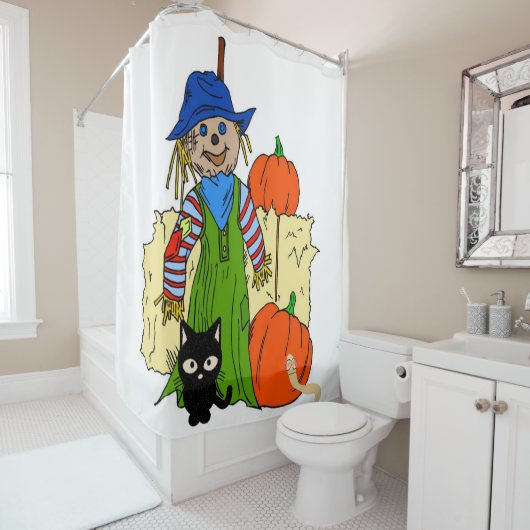 Halloween Shower Curtain, Scarecrow Douchegordijn (In situ)