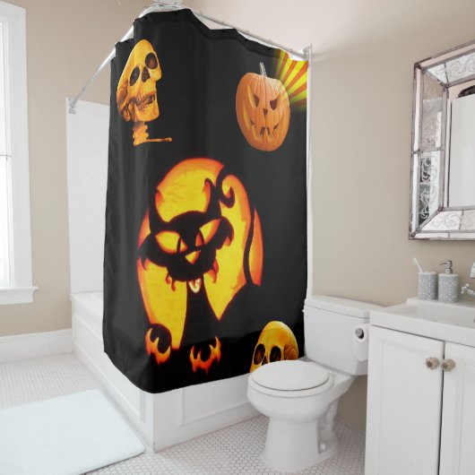 Halloween Shower Curtain Skull Douchegordijn (In situ)