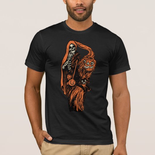 Halloween Shrouded Skeleton T-Shirt uit 1920 (Voorkant)