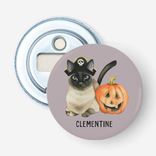 Halloween Siamese Cat   Jouw namen toevoegen Button Flesopener