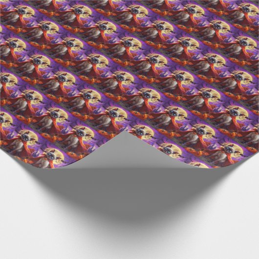 Halloween Siamese Cat Vampire Pumpkins eng Cadeaupapier (Hoek)