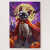 Halloween Siamese Cat Vampire Pumpkins eng Legpuzzel (Verticaal)