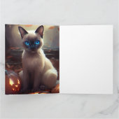 Halloween Siamese kat met pompoenen eng Kaart (Binnen)