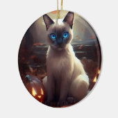 Halloween Siamese kat met pompoenen eng Keramisch Ornament (Links)