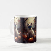 Halloween Siamese kat met pompoenen eng Koffiemok (Voorkant links)
