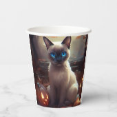Halloween Siamese kat met pompoenen eng Papieren Bekers (Achterkant)